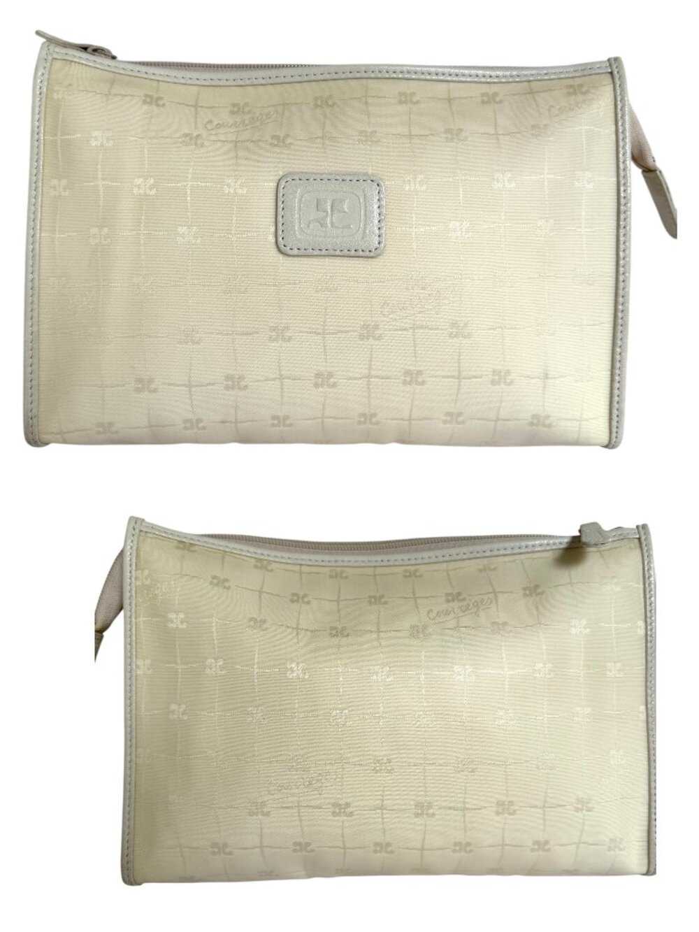 Courrèges Vintage Large Monogram Canvas Cosmetic Pouch Clutch